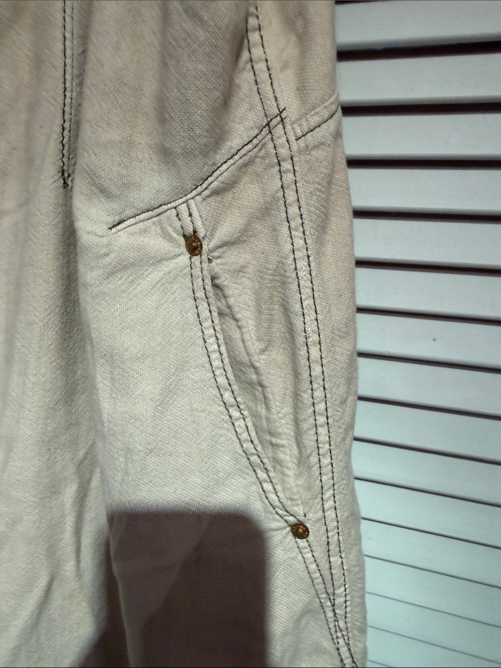 We The Free Cream Wide-Leg Cotton Jumpsuit Overalls - Picture 3 of 5